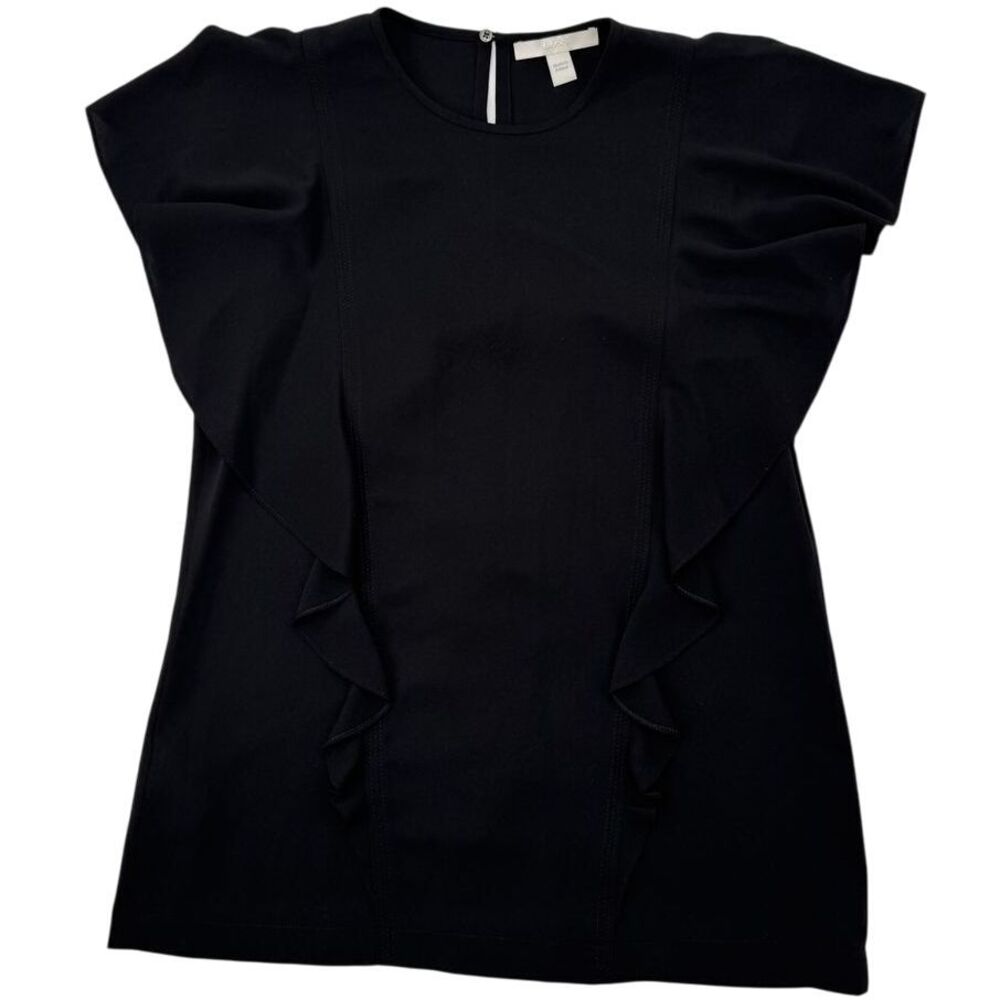 Hugo Boss Black Ruffle Blouse Elegant Office Top Sleeveless Career Wear‎ US 0